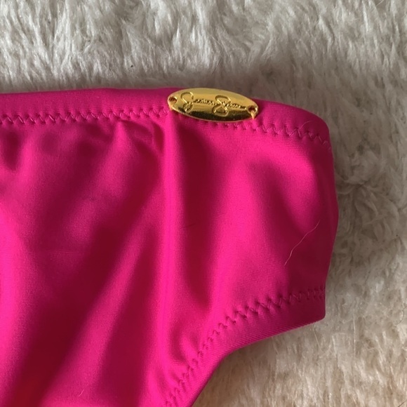 Jessica Simpson Pink Bathing Suit Bottoms with Gold Rings Size Small NWT - Picture 8 of 10